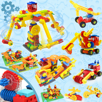 标题优化:兼容乐高积木欢乐客大颗粒机械齿轮拼装益智2-8岁男女孩儿童玩具