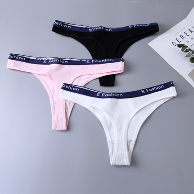 欧美运动内裤女纯棉性感火辣丁字裤女字母边全棉健身舒适隐形t裤-淘宝网