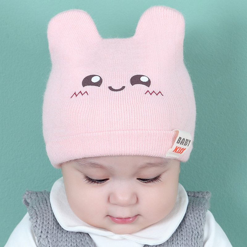 嬰兒帽子春秋鼕韓版寶寶帽0-3-6-12個月幼兒胎帽新生兒毛線男女童