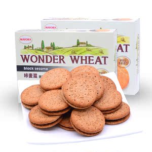 印尼进口 咔麦滋黑芝麻巧克力味夹心饼干345克X2盒休闲零食小吃