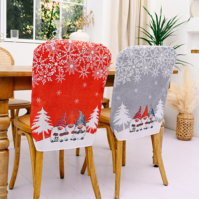 printed chair cover cistmas decoration supplies snowfke red gray home hotel cafe chair cover restaurant decoration