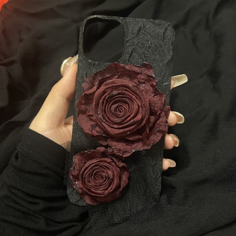 Black Rose Mesh Accent Handmade Vintage iPhone Case