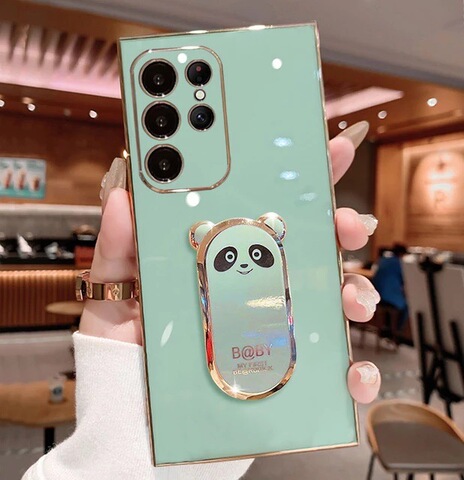 Green — Bearbrick Girls Electroplated Silicone TPU Kickstand Function S23, S23 Plus, S23 Ultra, S22, S22 Plus, S22 Ultra