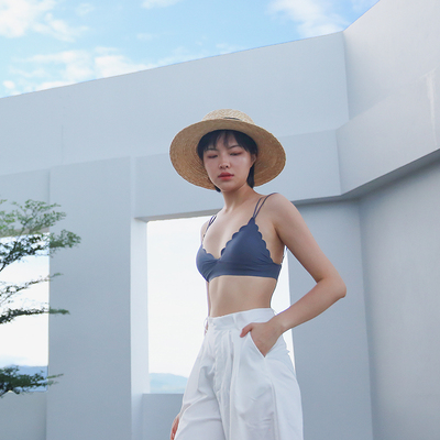 贴身日记花瓣边光面无痕一片式交叉细带美背防凸内衣无钢圈文胸套-淘宝网