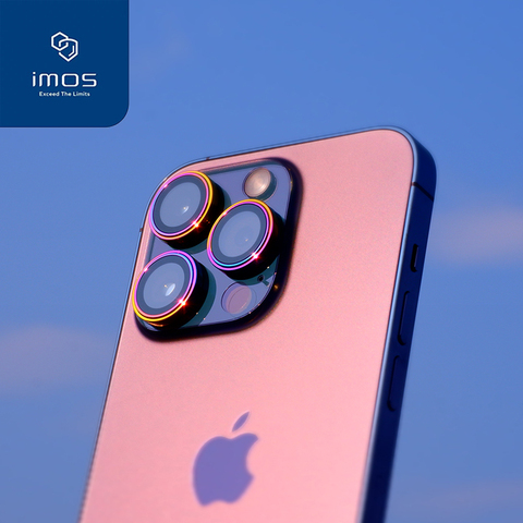 Imos Rose Gold Rainbow Camera Metal Ring iPhone Case
