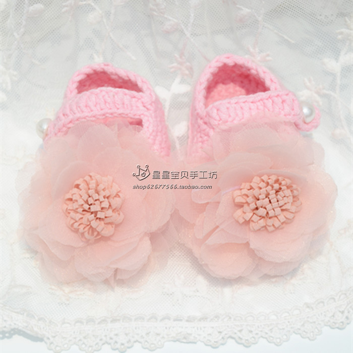 嬰兒毛線鞋子手工編織0-3月新生兒6-12月女寶寶公主春秋鉤針成品