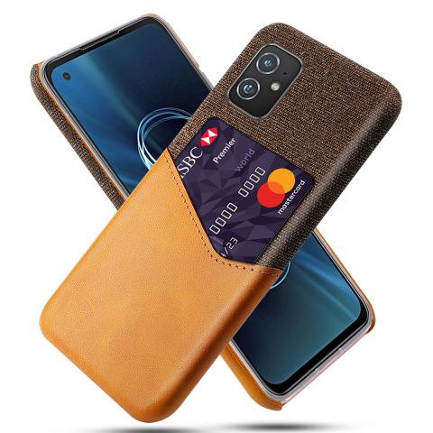 Orange — Business Card Holder Zenfone 9 Canvas Card Holder Synthetic Leather Phone Case