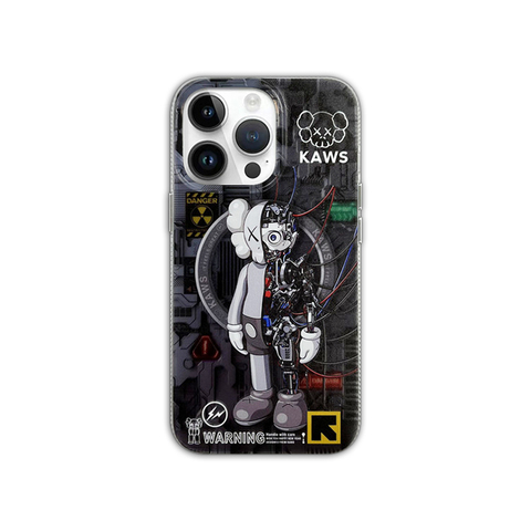 Gray — KAWS Warning New 14, 13, 12 iPhone Case