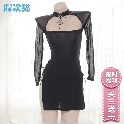 【撩汉出品】性感爆棚超色气，半透旗袍睡裙超低胸连衣裙私房睡衣-淘宝网