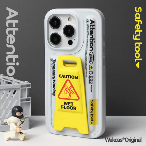 Caution Wet Floor Kickstand New Funny 3D 15, 14, 13, 12, 11 iPhone Case