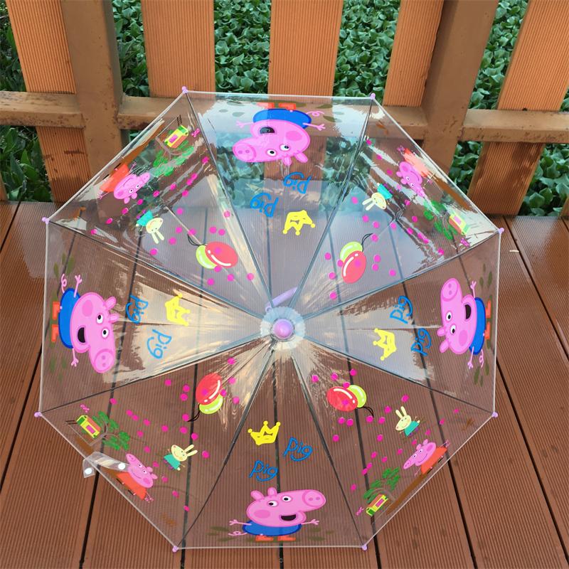 迪士尼透明兒童雨傘冰雪奇緣小豬佩奇學生男童女孩卡通安全公主傘