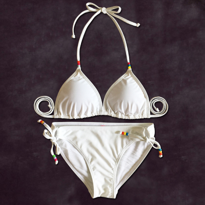 ARDENE性感纯白色欧美比基尼泳衣显瘦三角系带艺考表演bikini泳衣-淘宝网