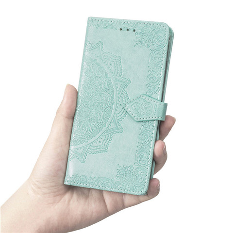 Green — POCO M4 Pro Wallets Folio Flip Embossed Mandala Flower Magnetic Synthetic Leather Card Holder Folding Stand Phone