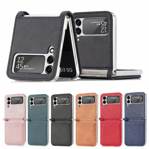Z Flip4 F7210 Synthetic Leather Card Holder Samsung Phone Case