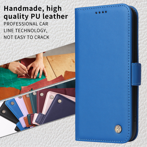 Blue — Wallets Folio Flip Magnetic Synthetic Leather Card Holder Folding Stand A13 5G, A23 5G, A33 5G, A53 5G, A73 5G, S23