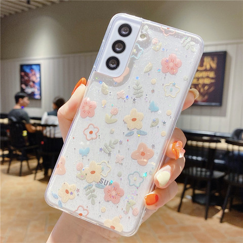 Girls Flower Pattern Silicone TPU S23, S23 Plus, S23 Ultra, S22, S22 Plus, S22 Ultra, S21, S21 Plus, S21 Ultra, Note 20, Note