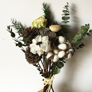 dried flowers, pine, cotton, eucalyptus, leaves, dried flowers, nordic style, ins, small fresh home decoration, wall hanging bouquet