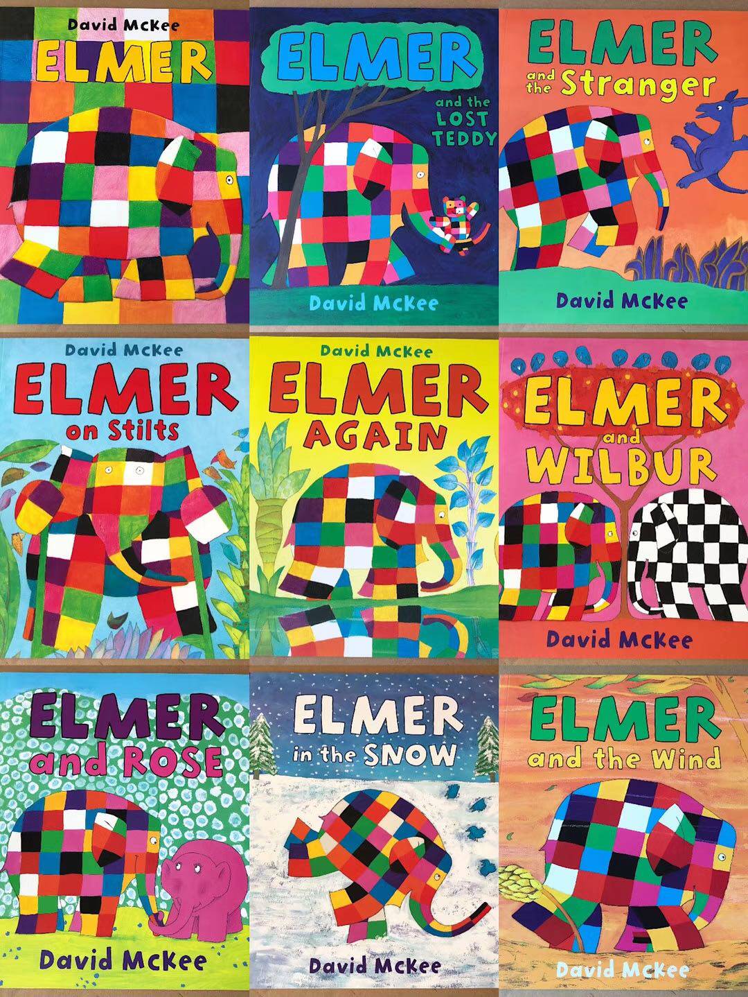 นิทานเด็ก ภาษาอังกฤษ 花格子艾玛大象10册Everybody Loves Elmer 送音频  