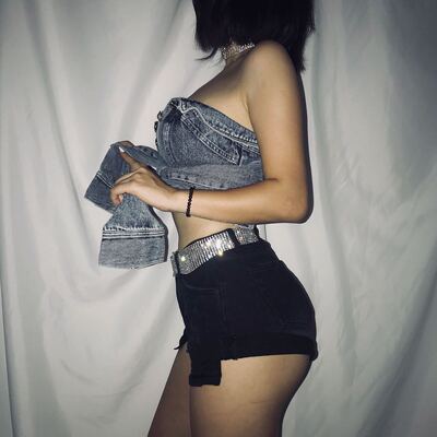 伍大婶新款百搭原创设计前排扣假抹胸绑带性感深v显胸牛仔背心-淘宝网