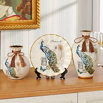 陶瓷花瓶三件套摆件家居客厅电视柜创意装饰[20元优惠券]-寻折猪