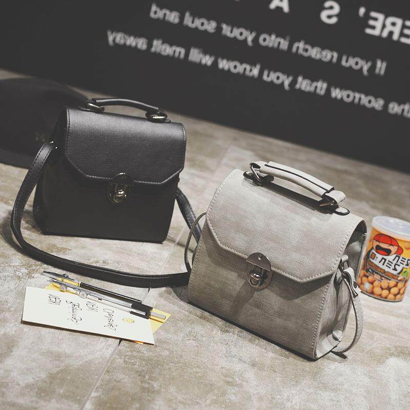 กระเป๋า 新款时尚复古斜跨式手提包单肩包锁扣包包小方包小女户外包大容量  