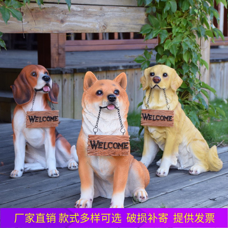 Outdoor Courtyard Resin FRP Simulation Animal Dog Sculptured Ornaments Mall and Shop Door Welcome Decorations
