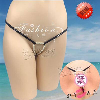 女士镂空小三角珍珠按摩开裆性感丁字裤 T裤 诱惑内裤 欧单内衣-淘宝网