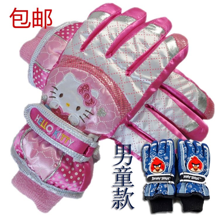 韓國Hello Kitty女童女孩兒童男孩加厚保暖鼕季防水男童滑雪手套