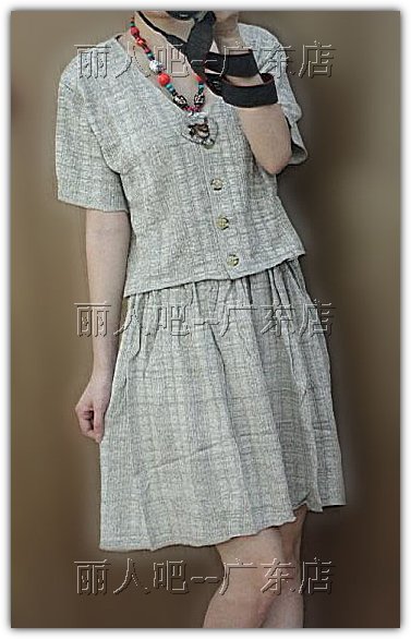 清倉 正品原單 韓版 夏季女款 純真絲 蠶絲上衣A裙二件套 套裝