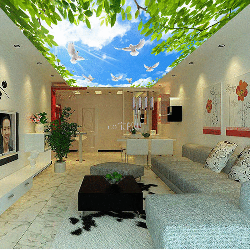 Himlen er loftet børn soveværelse loft tapet 3d sky vægmaleri ...