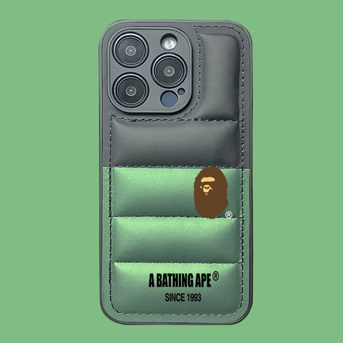 Green — BAPE Puffy Puffer Down Jacket Cartoon Soft Heat Dissipation Cute Girls , 15, 14, 13, 12, 11 iPhone Case
