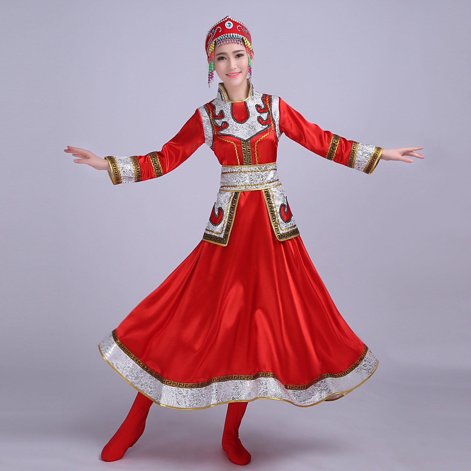 新款蒙古族服裝舞蹈服裝女裝少數民族演出服廣場舞服草原裙袍