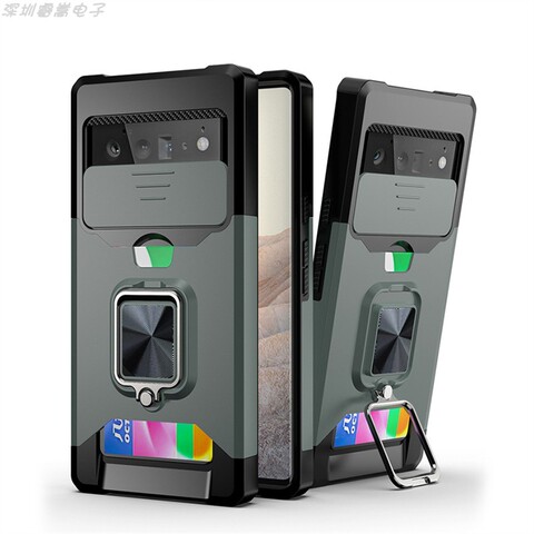 Green — Sliding Lens Tough Shockproof Kickstand Function Airbag 4 Corner Shock Absorbing 8, 8 Pro Google Pixel Phone Case