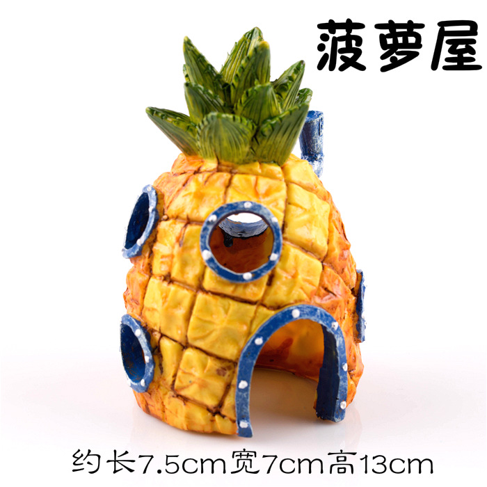 Resin Pineapple House/SpongeBob's Home/Aquarium Fish Tank Landscape Cartoon Ornaments Fish and Shrimp Escape Decoration