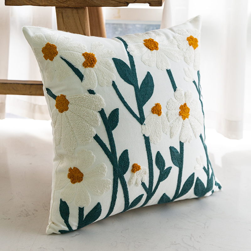 Pillow Ins Style Pillow Cover without Core Sofa Korean Flowers Waist Pillow Bedside Living Room Cushions Cute Retro