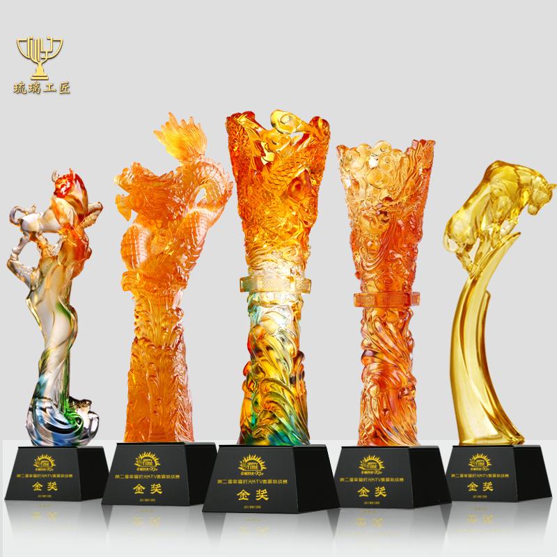 high-end elegant glass trophy annual meeting excellent staff customized customized crystal customized creative high-end honor medal
