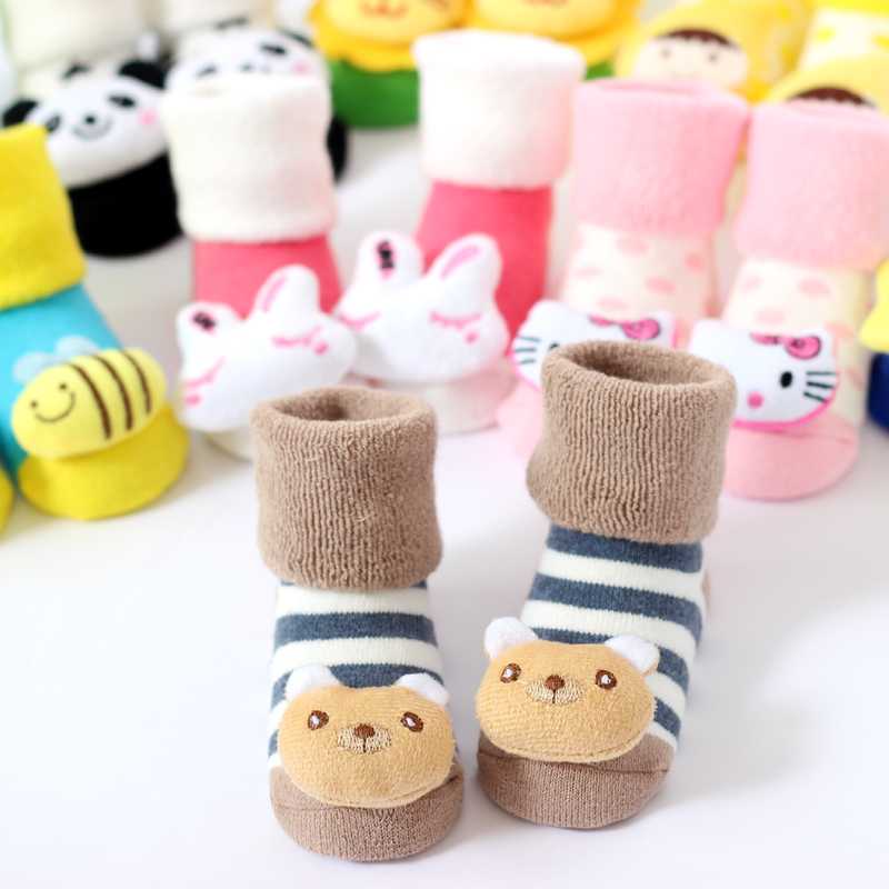 0-3-6-12個月1歲新生嬰兒童純棉寶寶襪子秋鼕季薄款地板男童女童