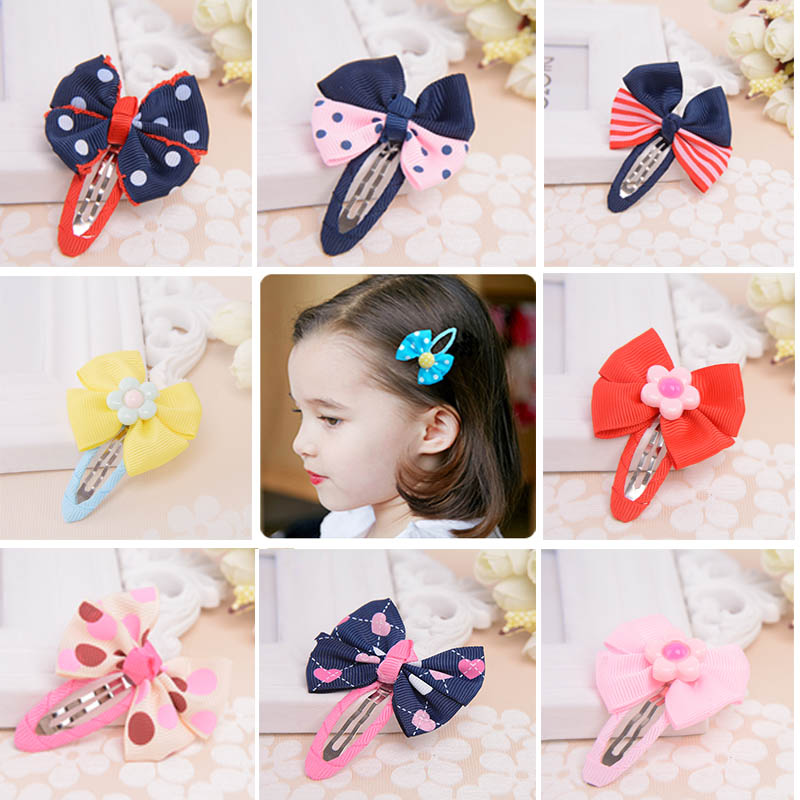 韓國兒童發飾布藝蝴蝶結發夾小女孩發卡頭飾品劉海夾女童寶寶BB夾