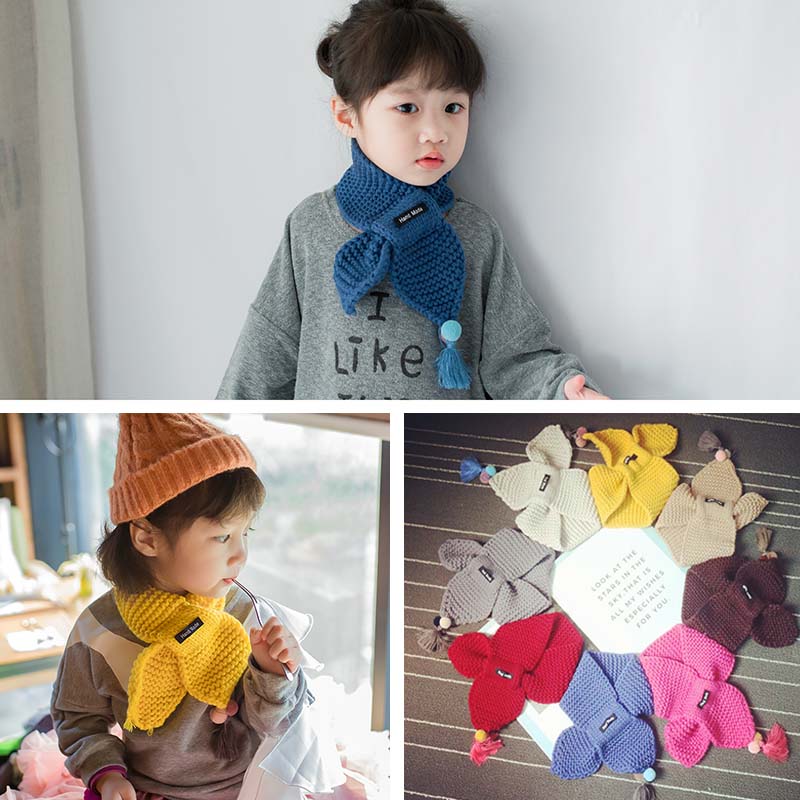韓版男童女童潮秋鼕季兒童圍巾針織毛線保暖寶寶圍脖時尚百塔圍巾