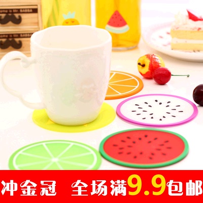 缤纷果冻色水果造型杯垫硅胶杯子垫 创意防滑隔热垫茶包邮杯垫-淘宝网