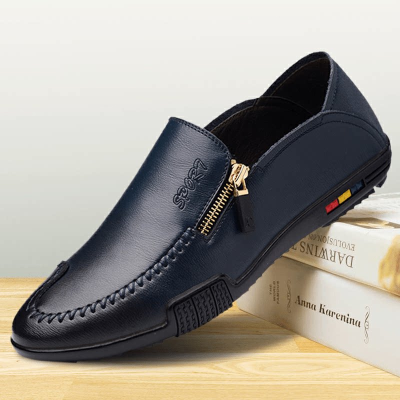 男鞋鼕季潮鞋真皮2017新款休閑鞋一腳蹬皮鞋男韓版百搭男士懶人鞋