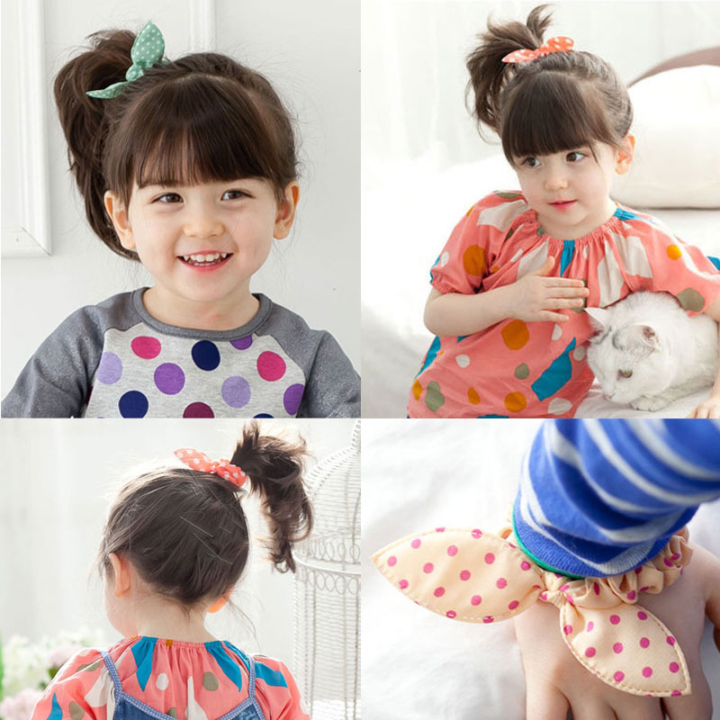 韓國兔耳朵發圈女孩頭繩女童頭花發飾頭飾寶寶發繩兒童小飾品皮筋