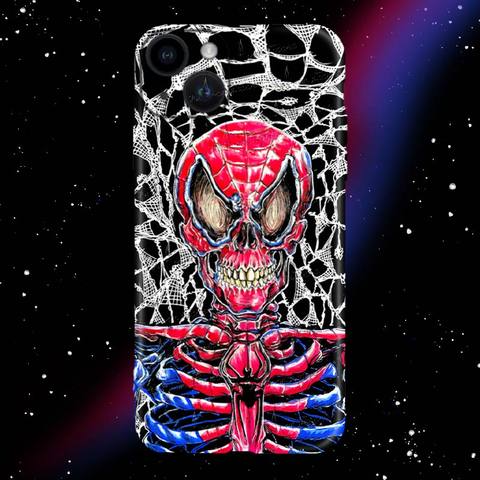 New Spiderman Skeleton Illustration 14, 13, 12 iPhone Case