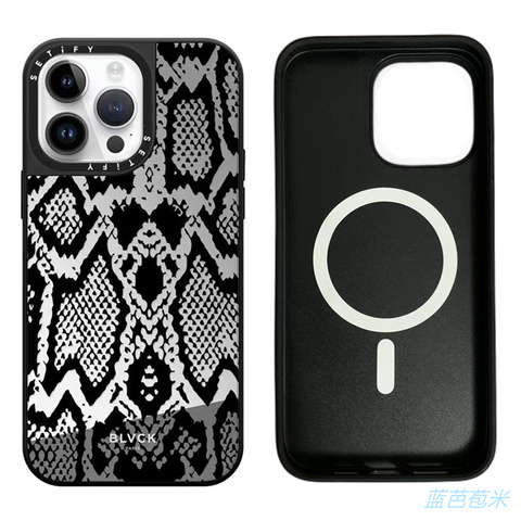 Reflection Mirror 【Magnetic 】 — BLVCK New Snakeskin Pattern Mirror 14, 13, 12 iPhone Case