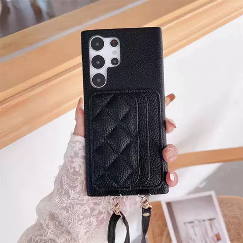 Crossbody Lanyard Strap Phone Cases Covers Dual Card Holder Leather Galaxy S23, Galaxy S23 Plus, Galaxy S23 Ultra, Galaxy S22, Galaxy S22 Plus, Galaxy S22 Ultra, Galaxy S21, Galaxy S21 Plus, Galaxy S21 Ultra, Galaxy Note 20, Galaxy Note 20 Ultra,