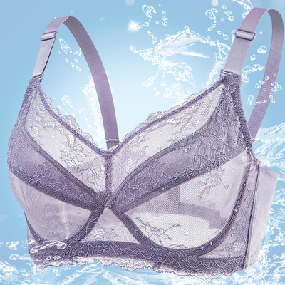 夏季大码超薄文胸薄款透明性感内衣无海绵全罩杯防下垂大罩杯胸罩-淘宝网