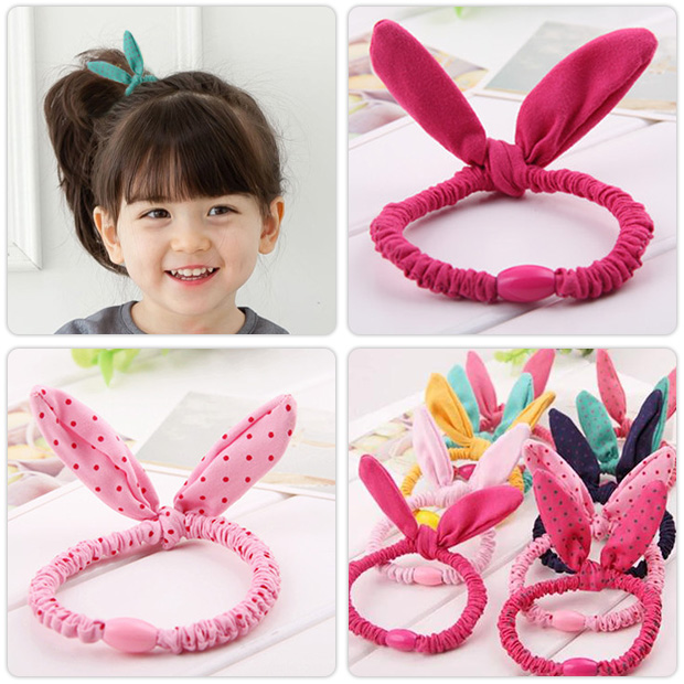 兒童女童發飾品女孩頭飾品寶寶扎發頭繩兔耳朵發圈布藝發繩橡皮筋