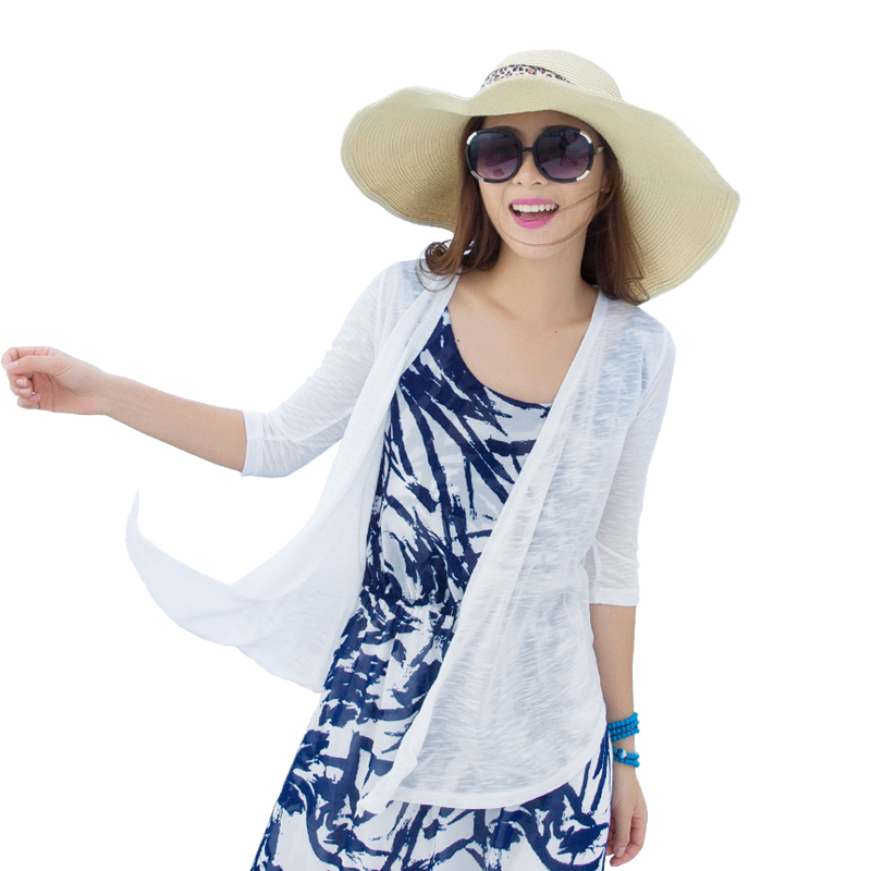 2017 spring and summer new thin women knitted sweater holiday sunset clothing bohemian big yards wild cardigan beach clothes