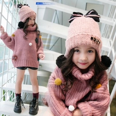 兒童護耳帽亮燈蝴蝶結個性時尚女童帽子公主潮韓版小孩加絨保暖帽