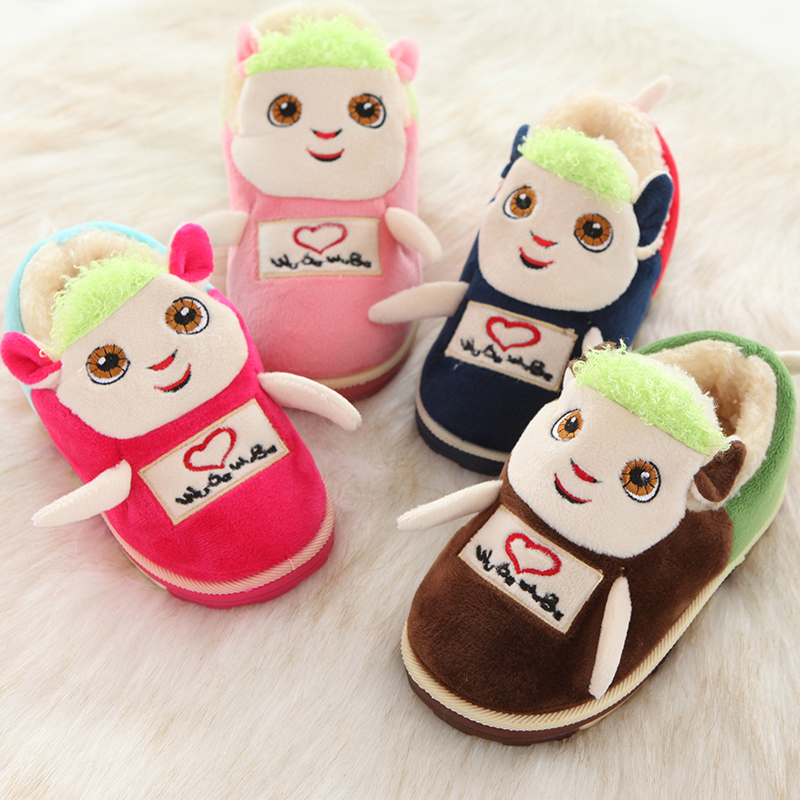 兒童棉拖鞋鼕季男童女童寶寶棉鞋1-3歲家居家室內保暖包跟毛毛鞋